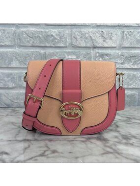 Coach Coach Georgie Saddle Bag Crossbody In Colorblock Faded Blush Taffy